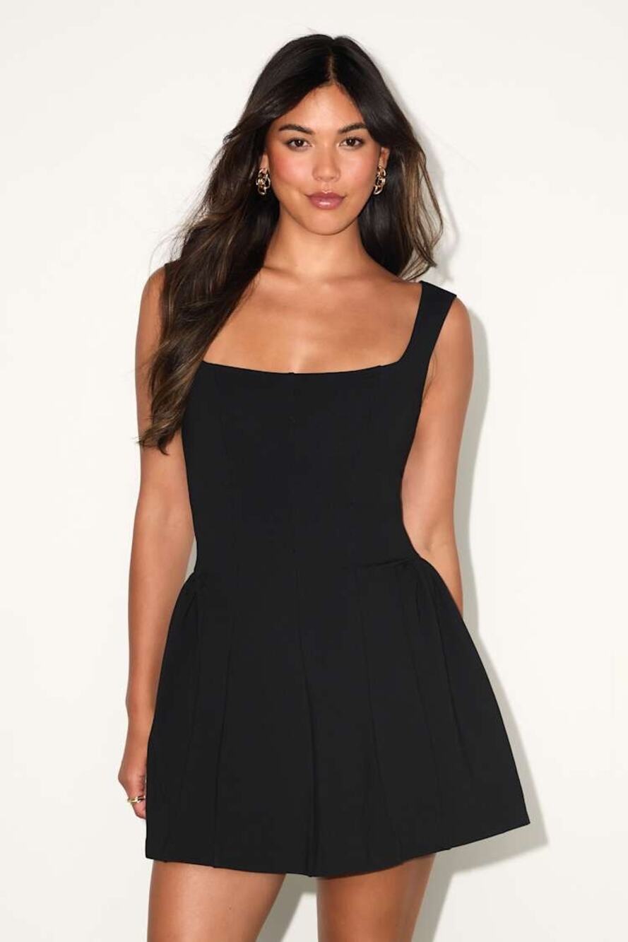 Lulus Roetta Black Sleeveless Pleated Mini Dress Size XL